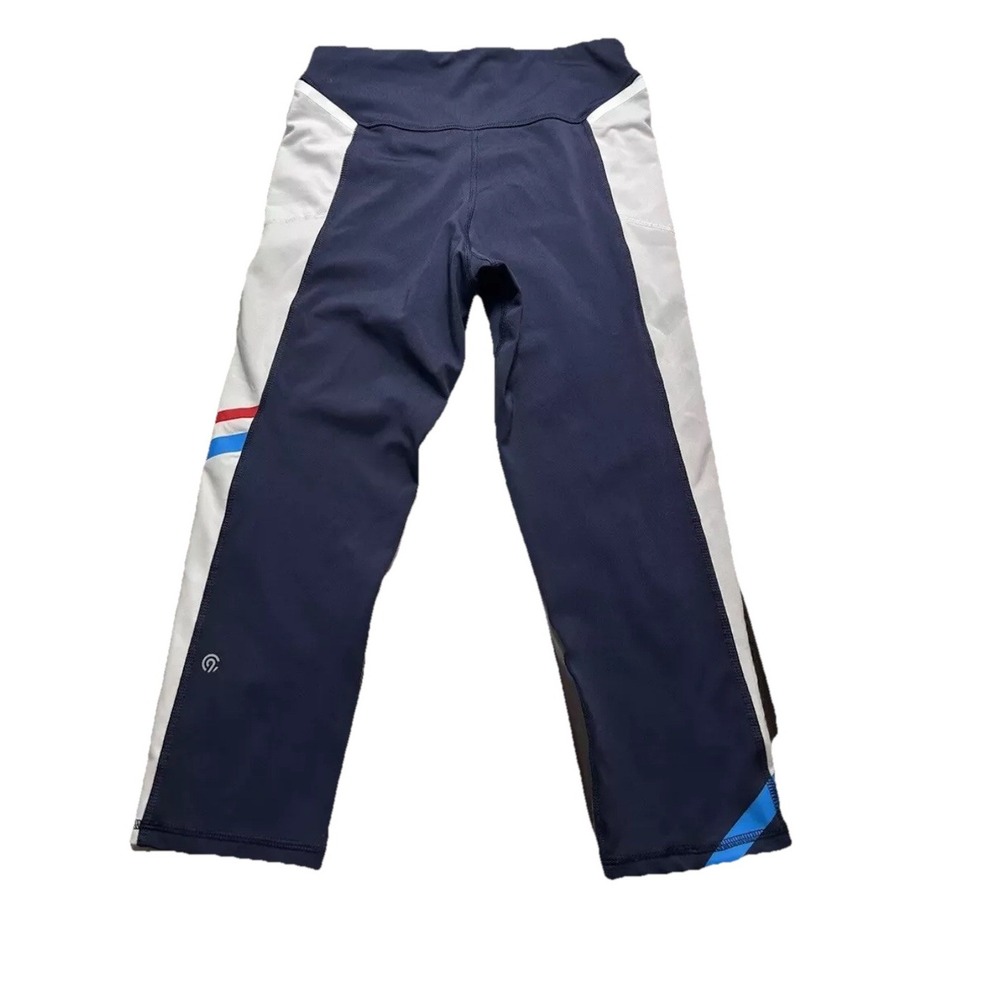 Champion High Rise 20"‎ Training Leggings Blue white Size M Yoga Capri - Picture 2 of 11